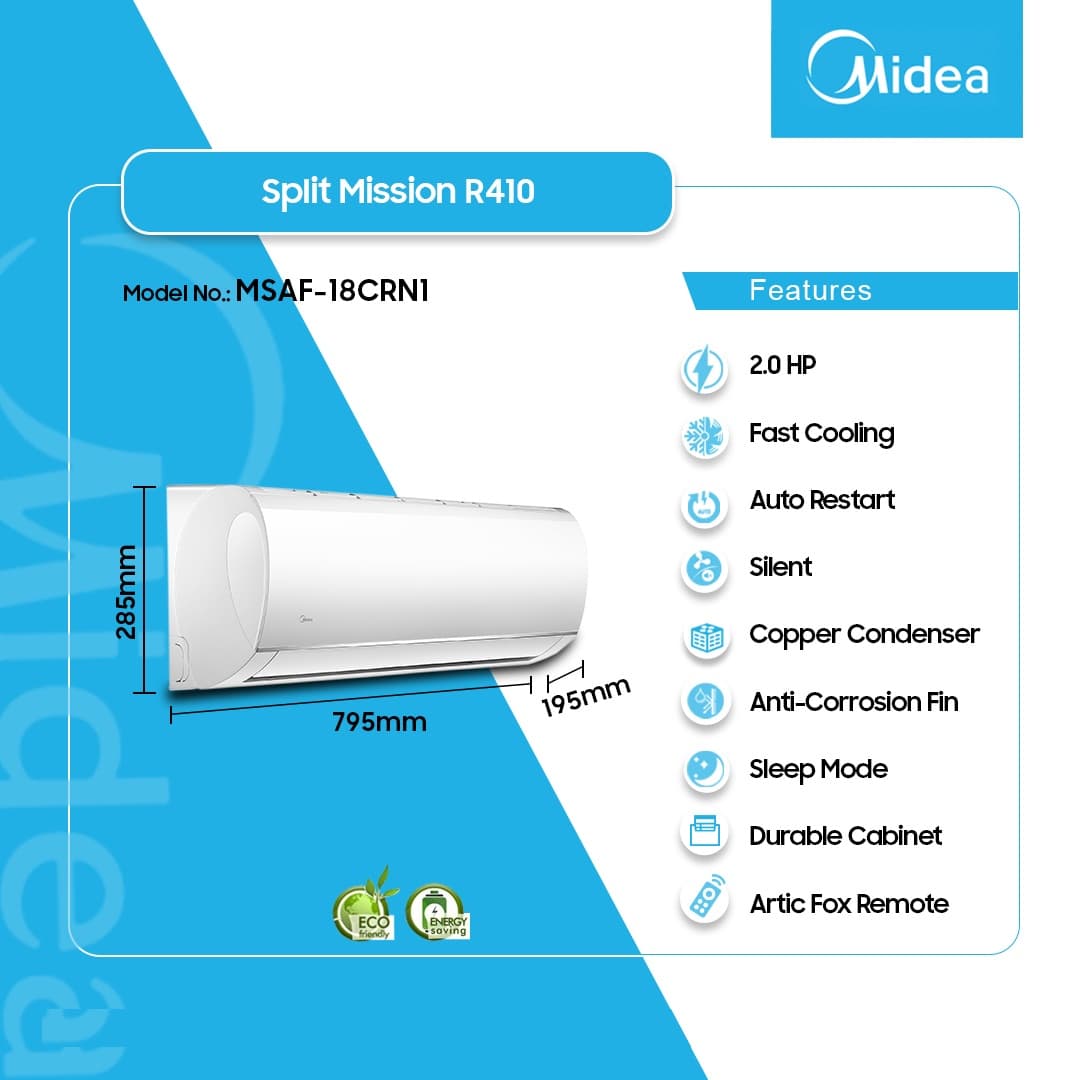 Midea 2.0hp R410 Split Air Conditioner Msaf 18crn1