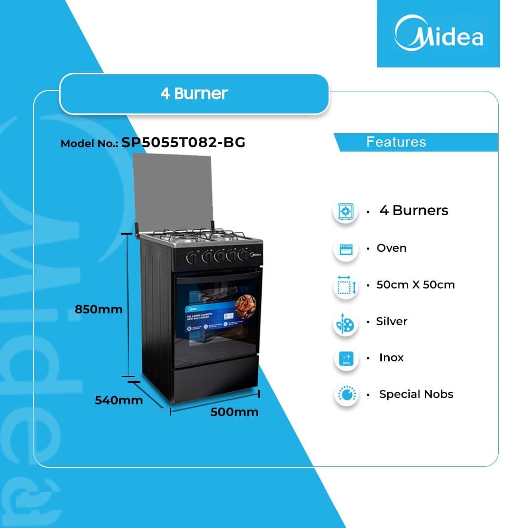 Midea 4 Burner Gas Cooker Sp5055t082 Bg