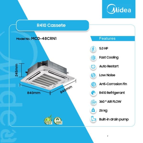 Midea 5.0hp R410 Cassette Unit Mcd 48crn1