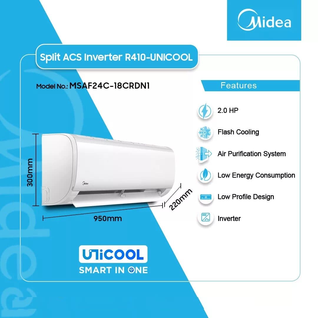 Midea Split Inverter R410 Unicool 2.0hp Ac Msaf24c 18crdn1