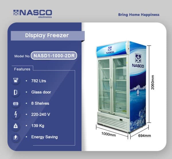 Nasco 782 Ltr Display Freezer Nasd1-1000-2dr