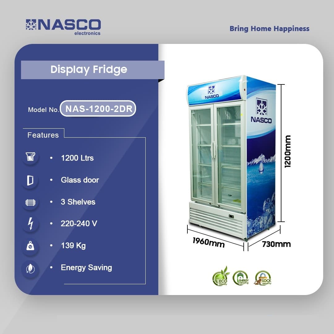 Nasco 1200ltr Display Fridge NAS-1200-2DR