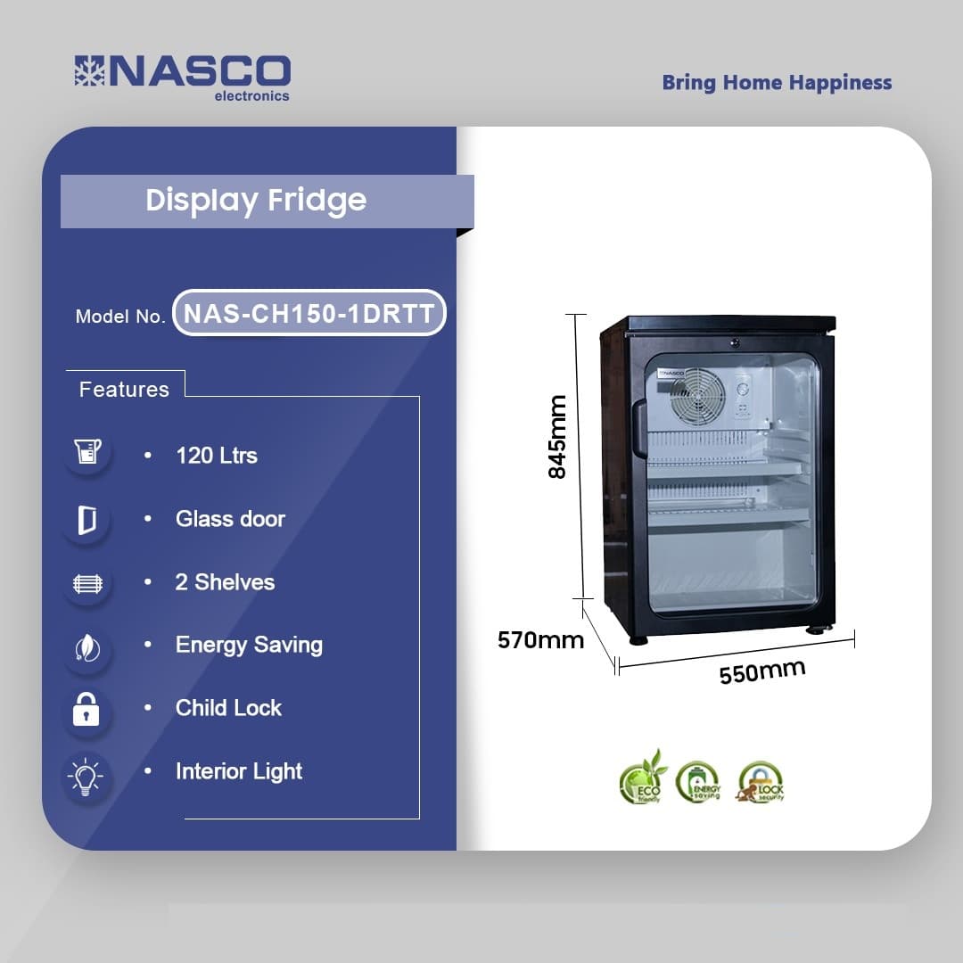 Nasco 120ltr Display Fridge Nas-Ch150-1drtt