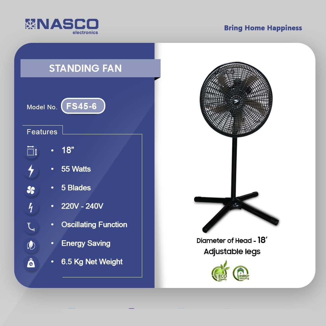Nasco 18″ Industrial Standing Fan Fs45 6