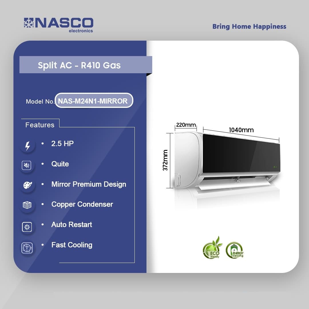 Nasco 2.5hp R410 Split Air Conditioner Mirror Design Nas M24n1