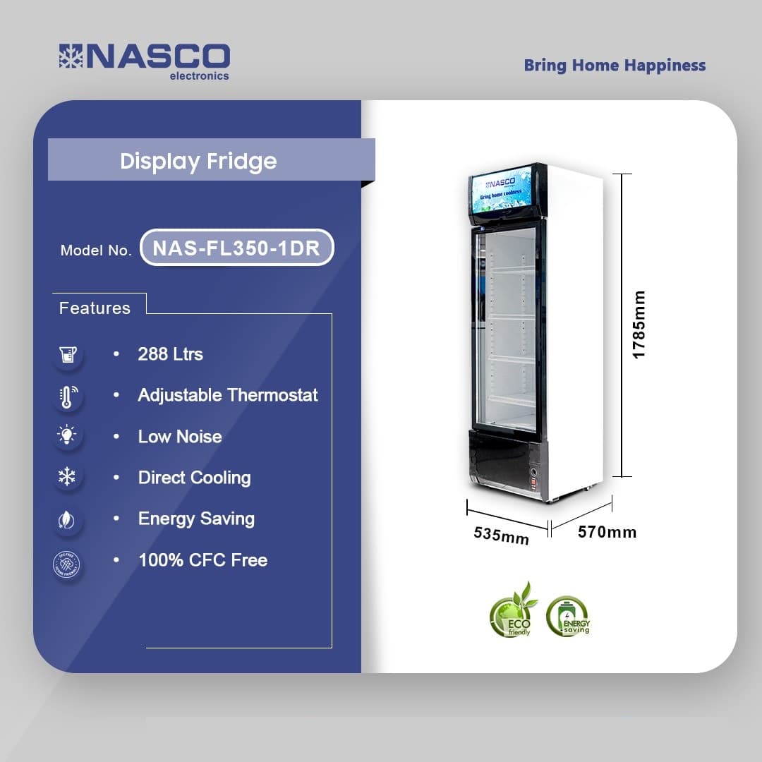 Nasco 288 Ltrs Display Fridge Nas-Fl350-1dr