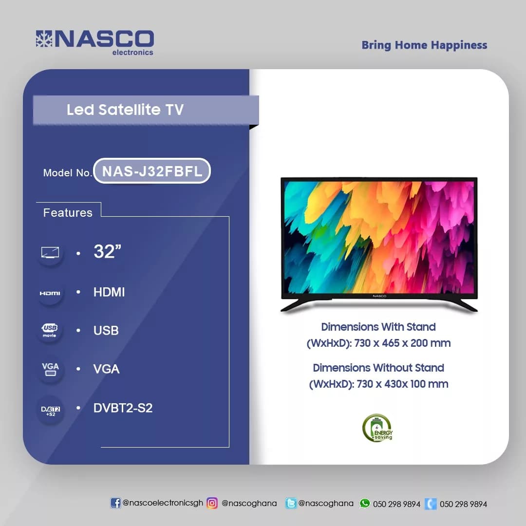 Nasco 32 Led Digital Satellite Tv Nas J32fbfl