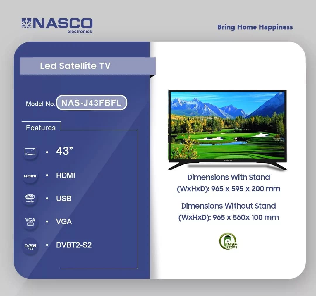 Nasco 43″ Led Digital Satellite Tv Nas J43fbfl