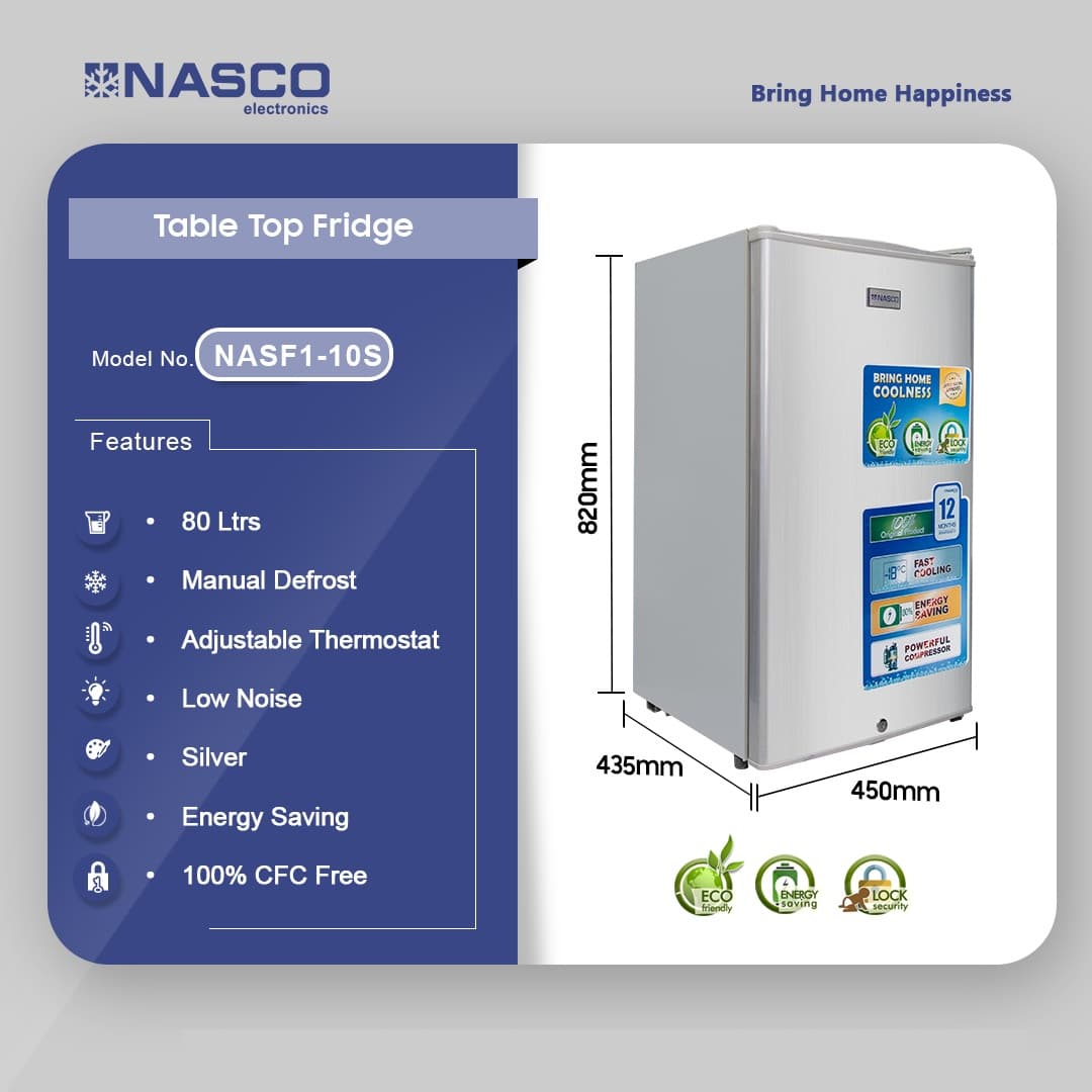 Nasco 80ltr Table Top Refrigerator Nasf1-10s