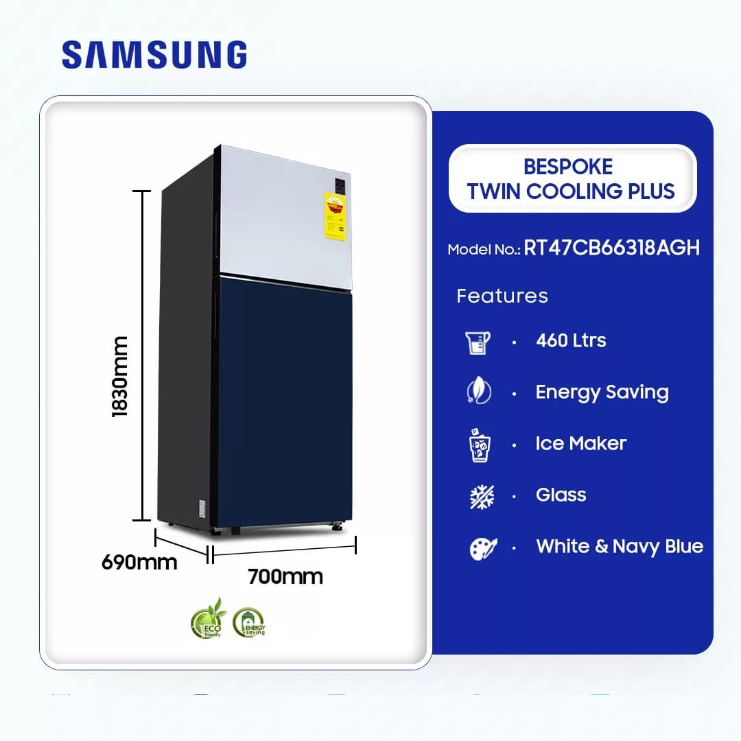 Samsung 460l Bespoke Twin Cooling Plus Refrigerator Rt47cb66318agh