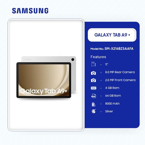 Silver Samsung Galaxy Tab A9+ 64GB 4GB in Ghana Sm X216bzsaafa