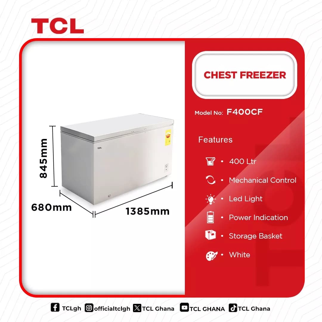 Tcl Chest Freezer 400ltrs F400cf