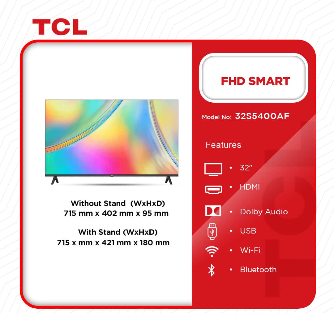 Tcl Fhd Smart Android 32″ Tv 32s5400af