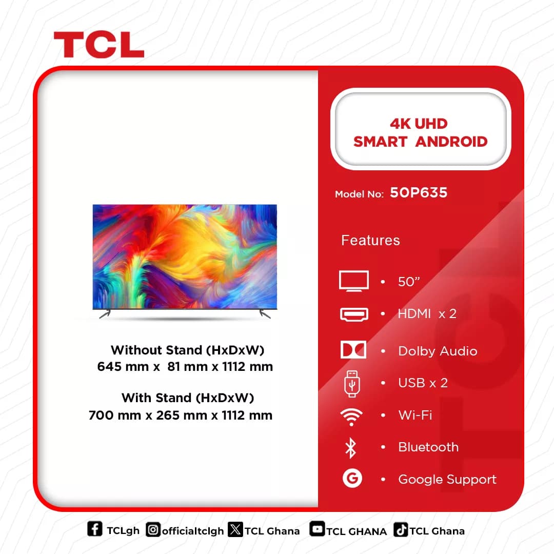 Tcl Uhd 4k Smart Android 50 Inches 50p635