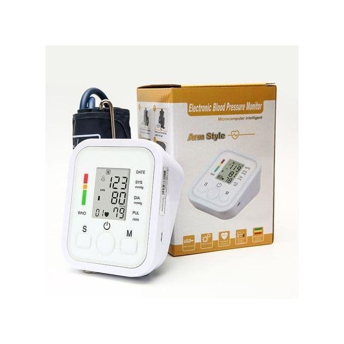 Arm Style Blood Pressure Monitor/ Digital BP Monitor Meter-White