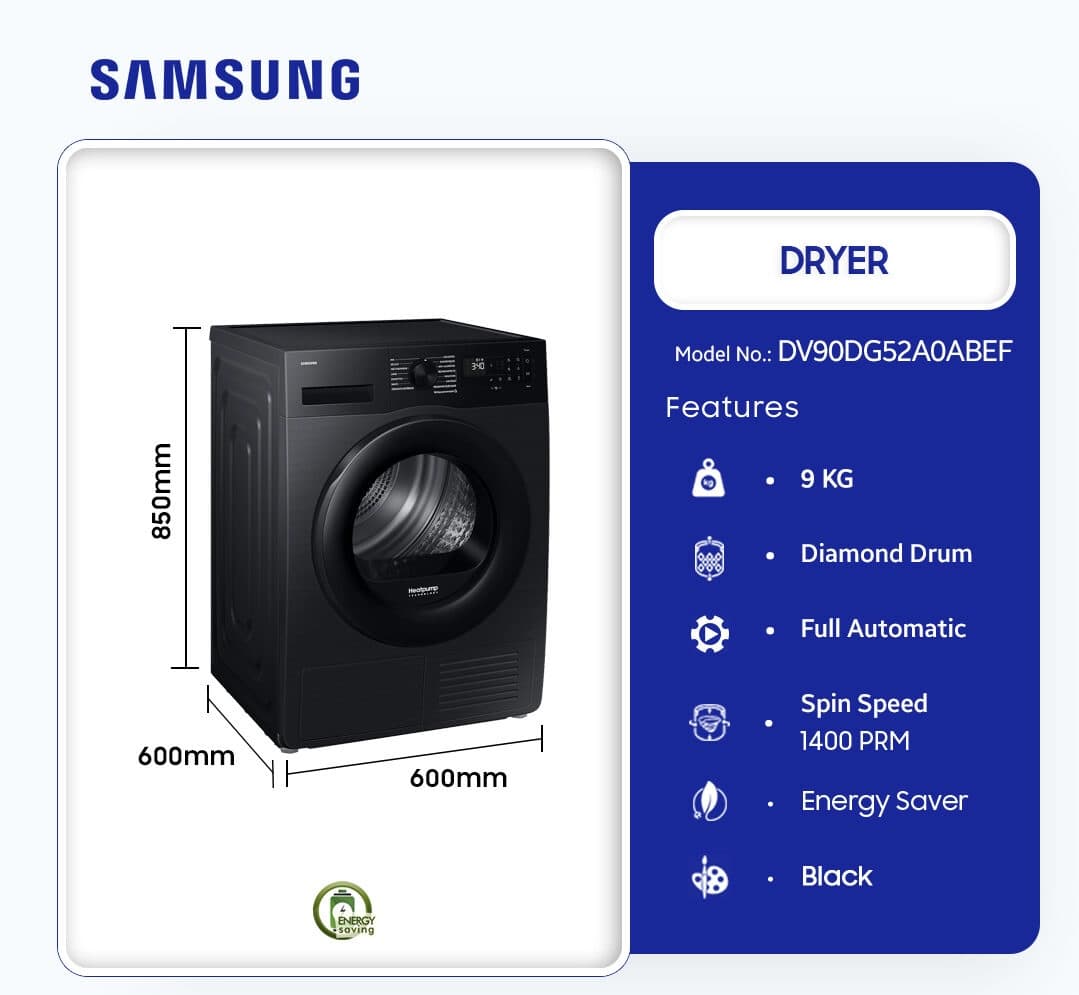 Samsung 9KG Dryer Machine DV90DG52A0ABEF