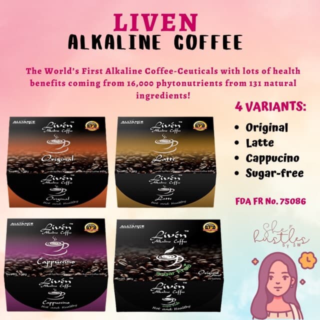 Aim Global Product LIVEN COFFEE Flavors Original, Latte, Cappuccino, Sugar Free