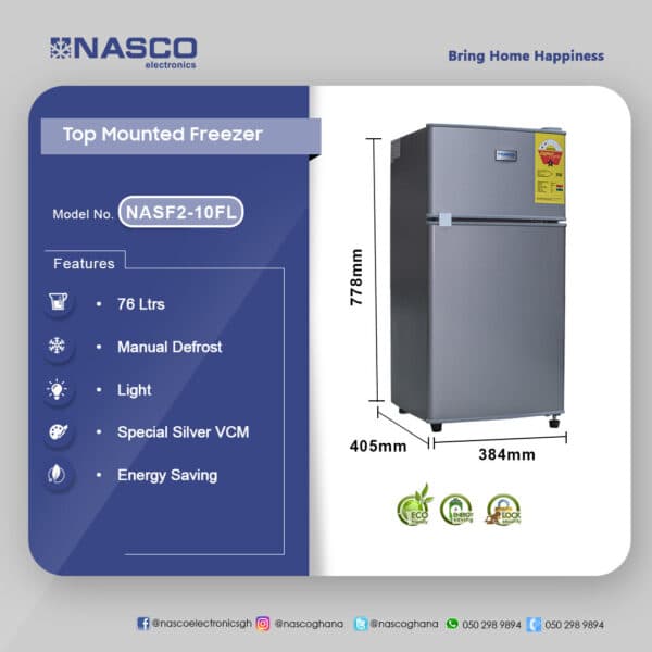 Nasco 76Ltrs Table Top Refrigerator NASF2-10FL