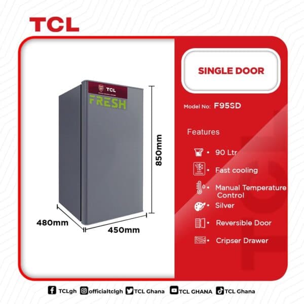 TCL 90Ltrs Table Top Refrigerator F95SD