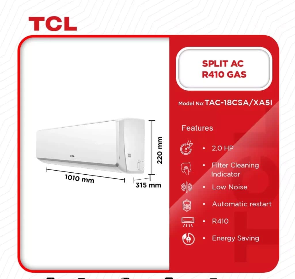 TCL Split Ac R410 2.0Hp TAC-18CSA / XA51