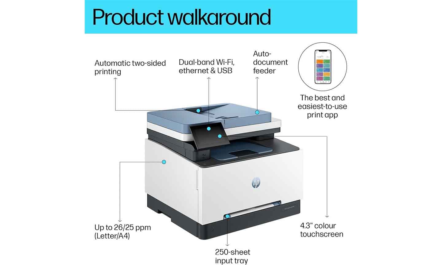 HP Color LaserJet MFP M3303fdw All-in-One Wireless Color Laser Printer – Print, Copy, Scan, Fax