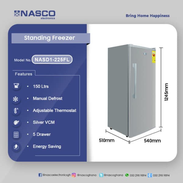 Nasco 150 Ltrs Standing Freezer NASD1-225FL