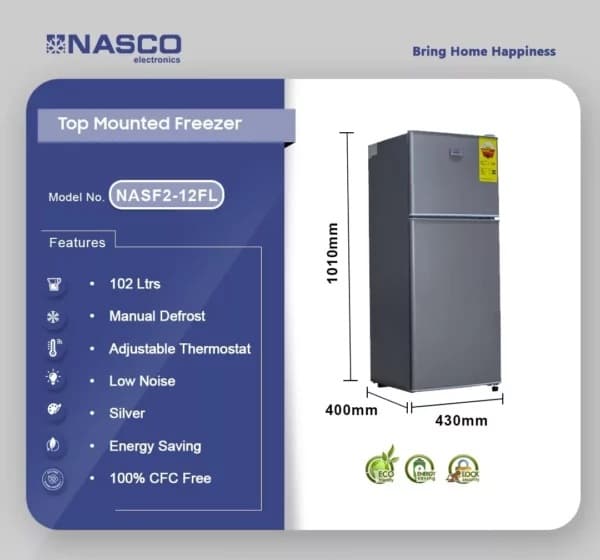 Nasco 102Ltrs Table Top Refrigerator NASF2-12FL