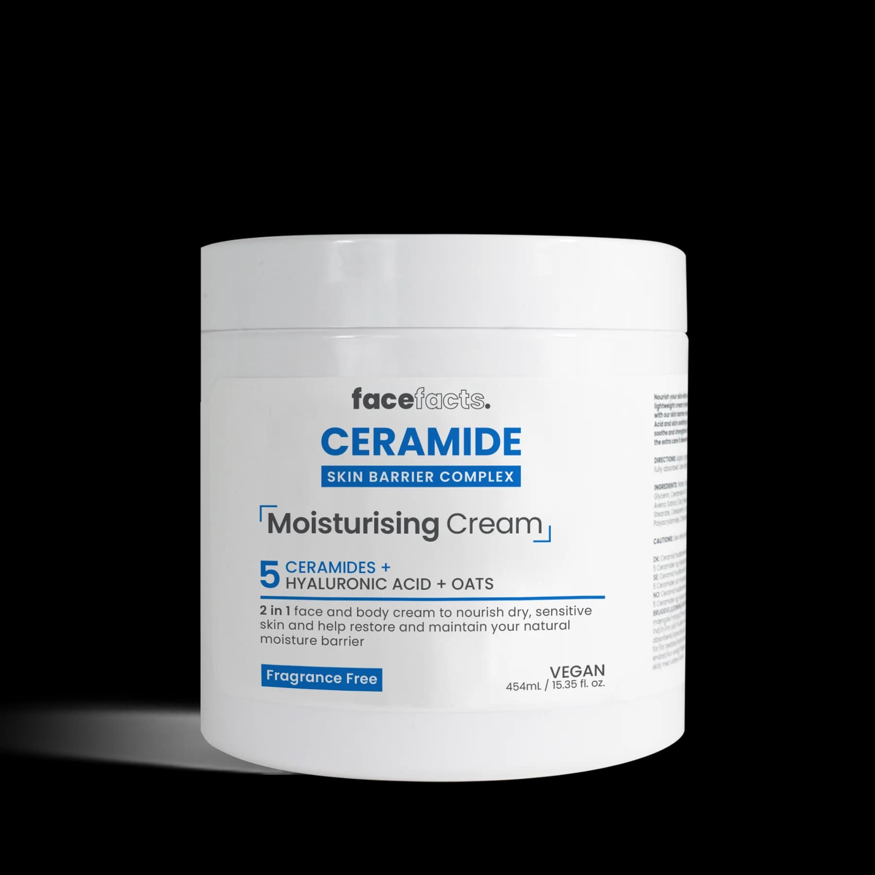 Face Facts Ceramide Moisturising Cream 454ml – Deep Care for Dry, Sensitive Skin