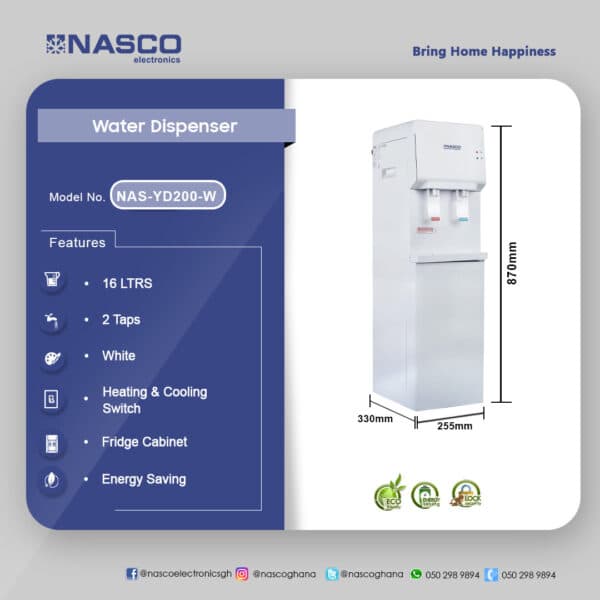 Nasco 16Ltrs Water Dispenser NAS-YD200-W