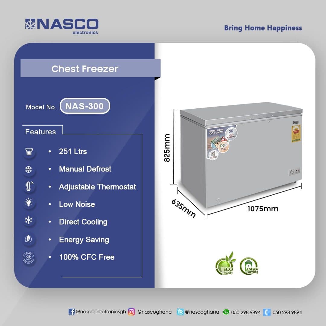 Nasco 251Ltrs Chest Freezer NAS-300