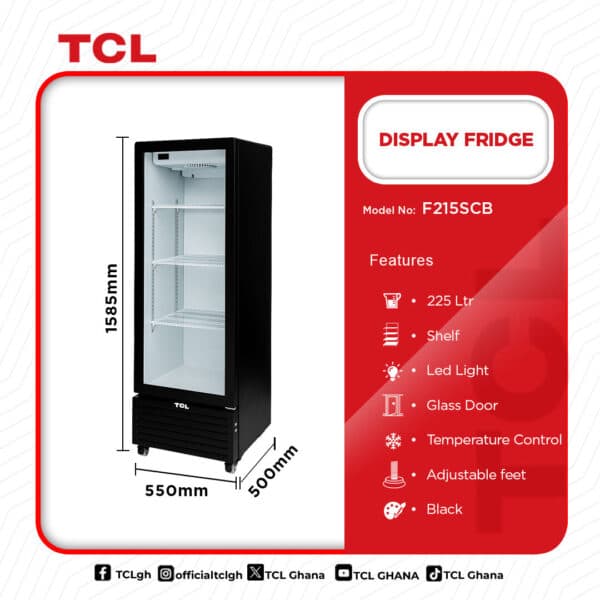 Tcl 225Ltrs Display Fridge F215SCB