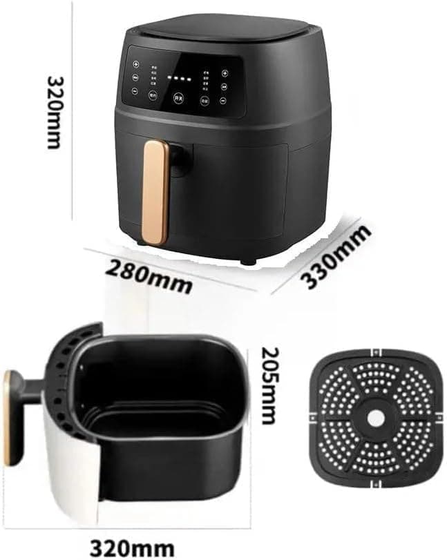 Black Silver Crest 8L Oil-Free Large Capacity Multifunction Air Fryer