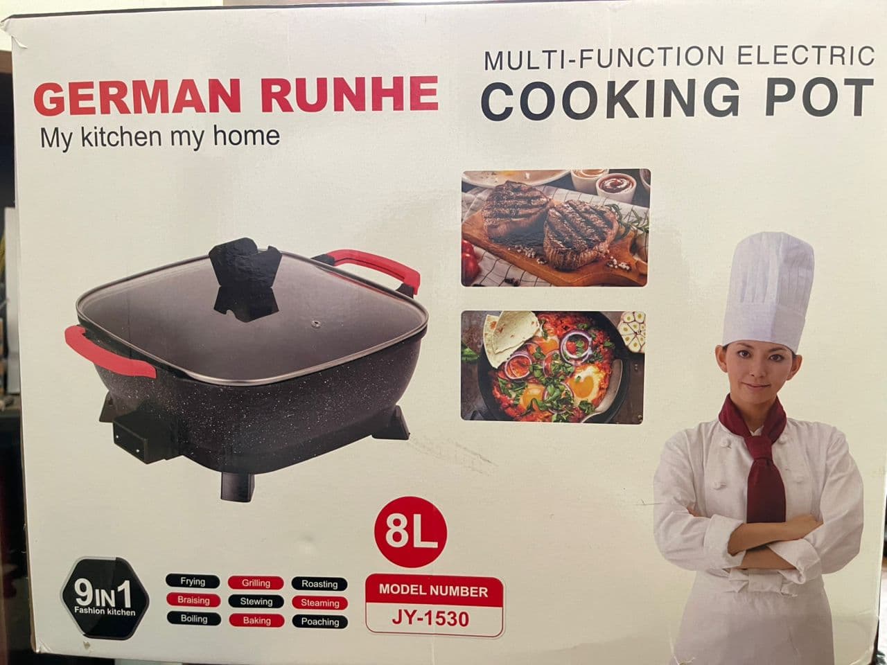 German Runhe Multi-Function Electric Cooking Pot 8L JY-1530