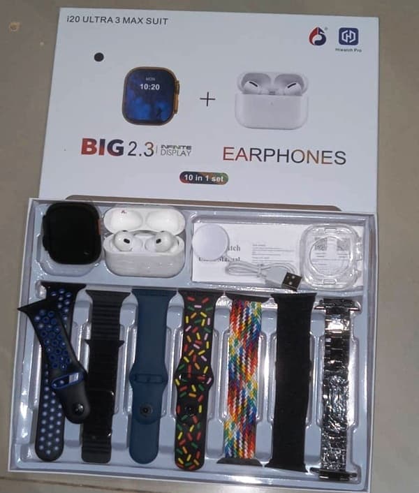 Hiwatch Pro i20 Ultra 3 Max Suit Smart Watch plus Earphones