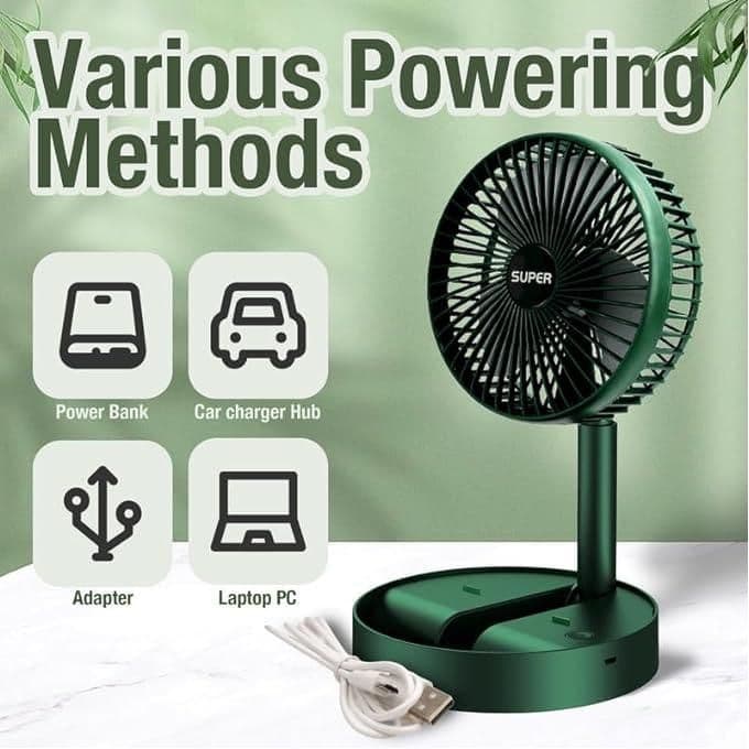 Portable Foldable USB Rechargeable 3 Speeds Table Fan