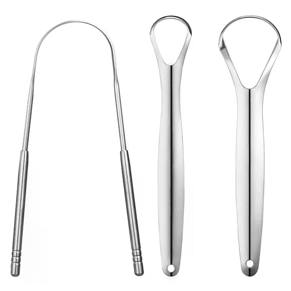 Tongue Scraper Set (3pcs) - Stainless Steel Tongue Cleaner for Fresh Breath &amp; Oral Hygiene