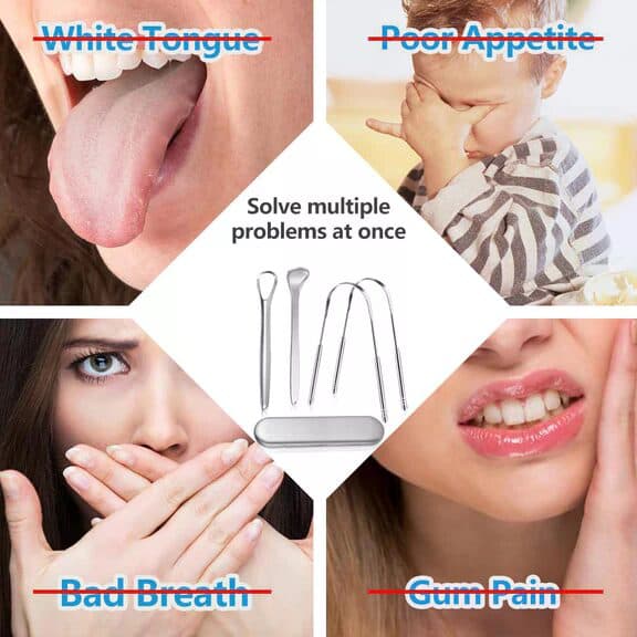 Tongue Scraper Set (3pcs) - Stainless Steel Tongue Cleaner for Fresh Breath &amp; Oral Hygiene