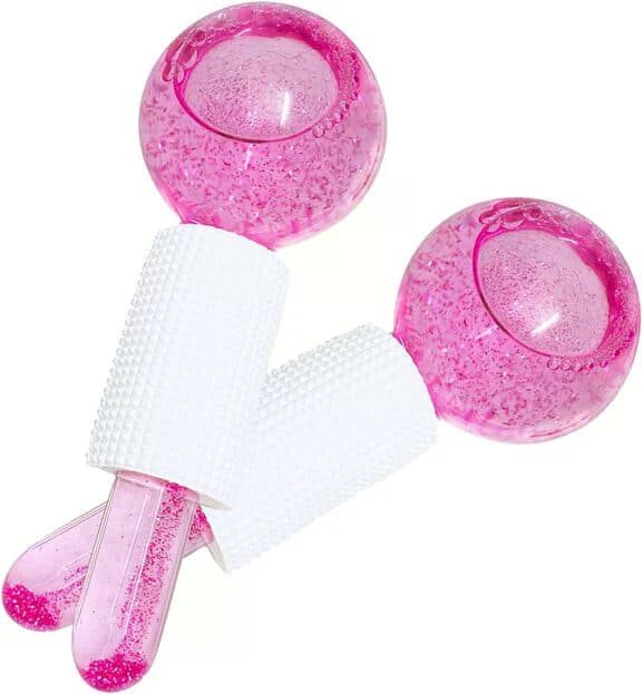Ice Globe Facial Massager (2pcs) - Cryotherapy Tool for Puffiness, Pores &amp; Skin Tightening
