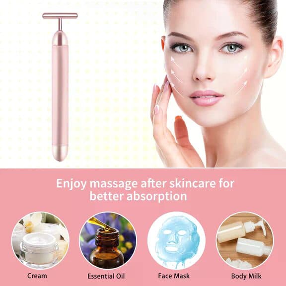 Beauty Bar Facial Massager - Face Lifting Tool for Anti-Aging, Puffiness &amp; Serum Absorption