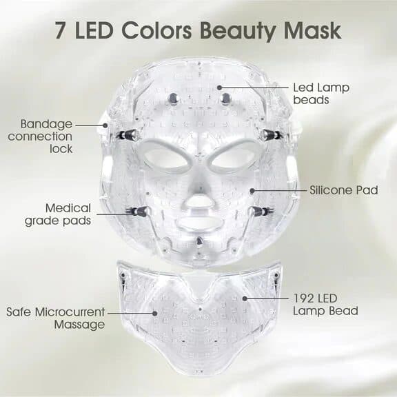LED Face &amp; Neck Mask - 7-Color Light Therapy for Anti-Aging, Acne &amp; Skin Rejuvenation