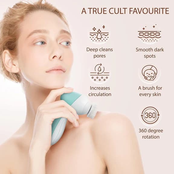 5-in-1 Electric Facial Cleansing Brush - Deep Cleansing, Exfoliation &amp; Massage Tool