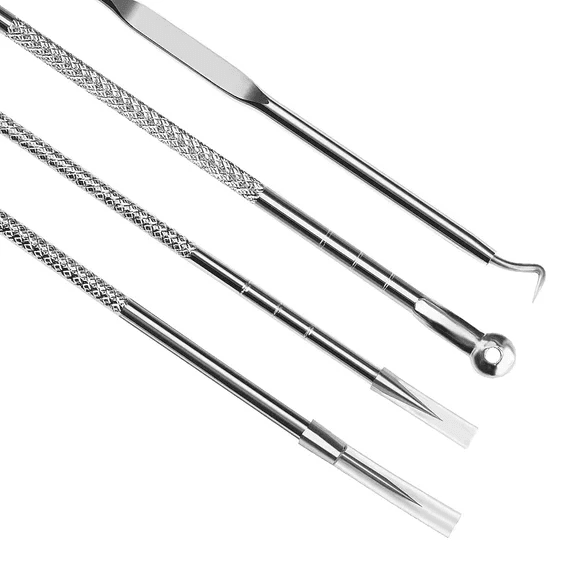 Pimple Extractor Tool Set (4pcs) - Blackhead &amp; Whitehead Remover Kit