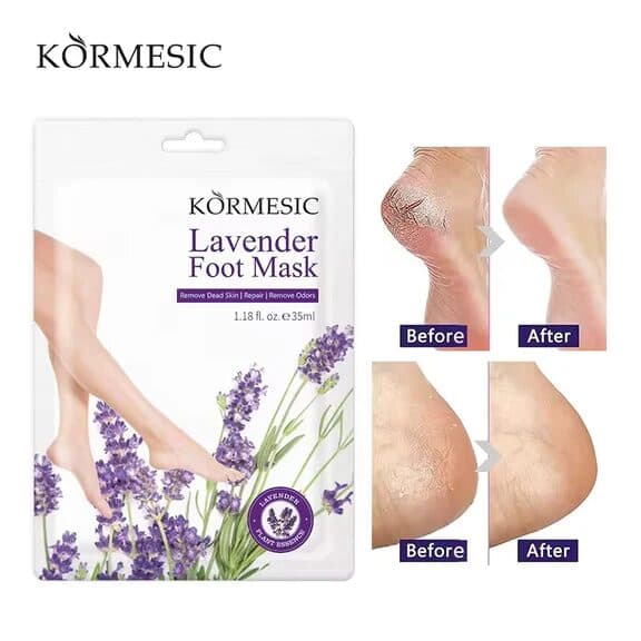 Lavender Foot Mask - Exfoliating &amp; Moisturizing Foot Care Mask for Soft, Smooth Heels