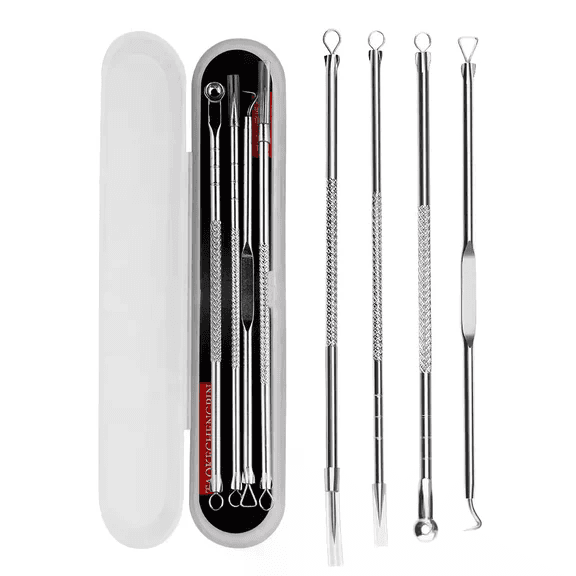 Pimple Extractor Tool Set (4pcs) - Blackhead &amp; Whitehead Remover Kit