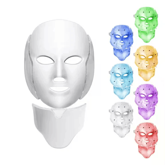 LED Face &amp; Neck Mask - 7-Color Light Therapy for Anti-Aging, Acne &amp; Skin Rejuvenation