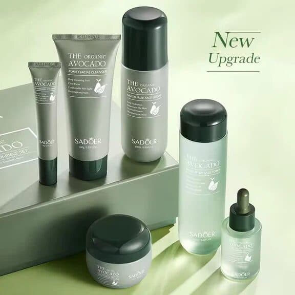 Avocado Skincare Set (6-Piece) - Cleanser, Toner, Serum, Eye Cream, Face &amp; Body Moisturize