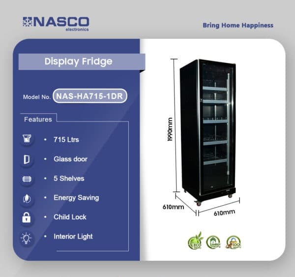 Nasco 715ltr Display Refrigerator Nas-Ha715-1dr