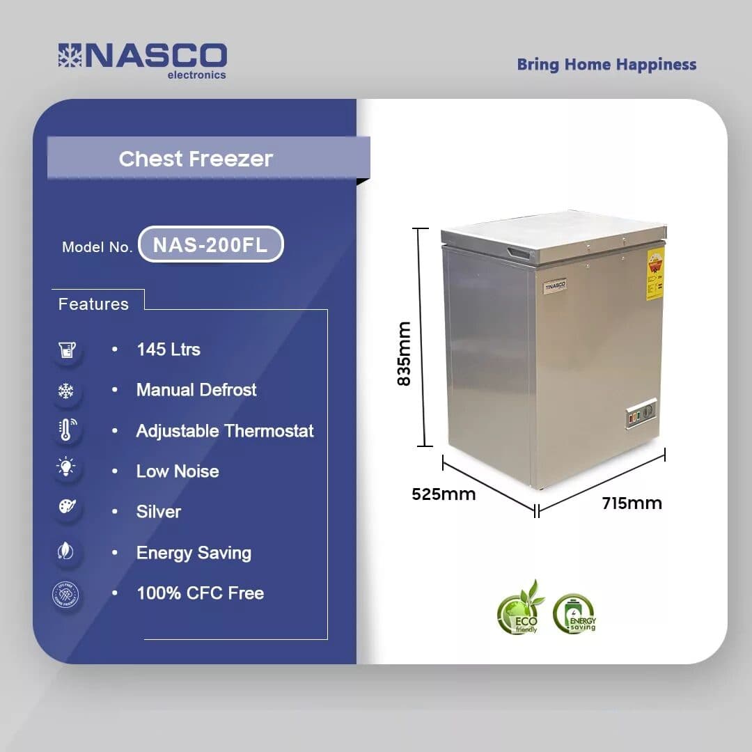 Nasco 145 Ltrs Chest Freezer Nas-200fl