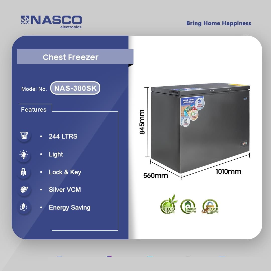 Nasco 244ltrs Chest Freezer Nas 380sk