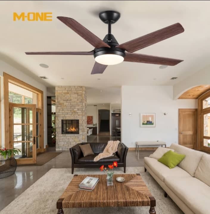 Dark Wood Executive Modern 5 Blade Ceiling Fanlight